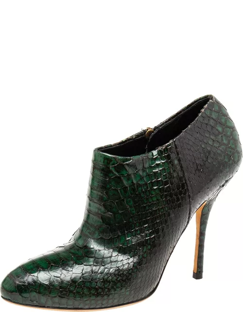 Gucci Green/Black Python Leather Ankle Bootie