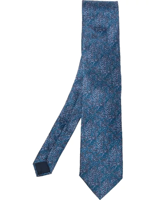Lanvin Blue Abstract Print Silk Tie
