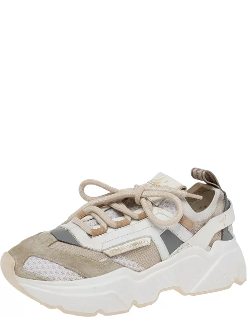 Dolce & Gabbana Multicolor Suede And Knit Fabric Hex Daymaster Low Top Sneaker
