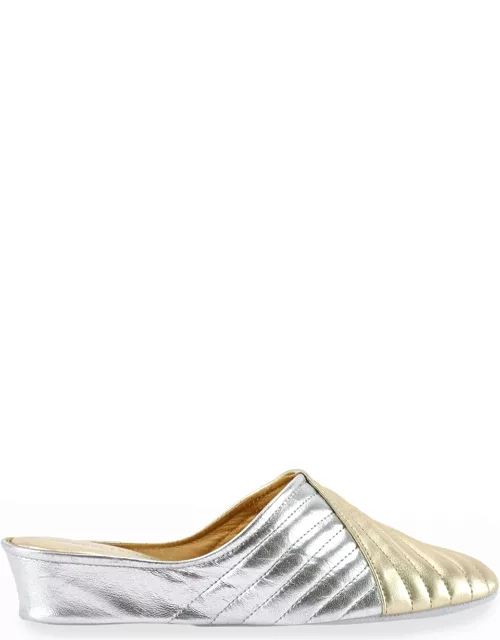Two-Tone Metallic Quilted Slipper