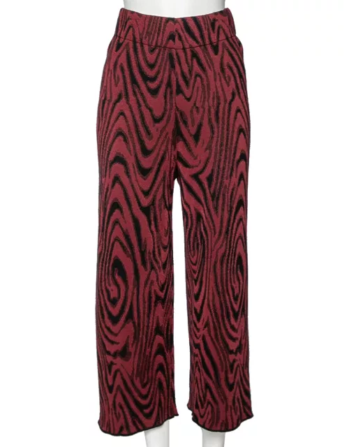 Kenzo Burgundy & Black Patterned Knit High Waisted Culottes