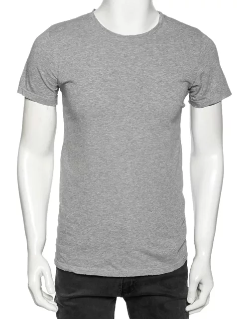 Balmain Grey Cotton Crew Neck Short Sleeve T-Shirt