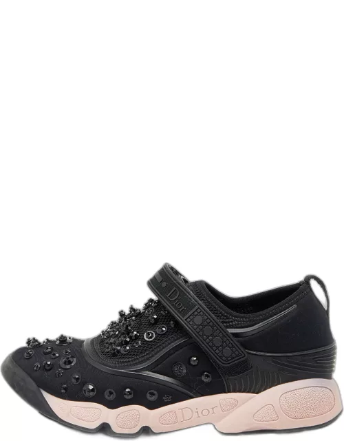 Dior Black Neoprene And Mesh Fusion Embellished Velcro Strap Sneaker