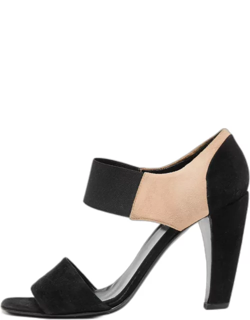 Prada Black/Beige Suede Ankle Strap Sandal