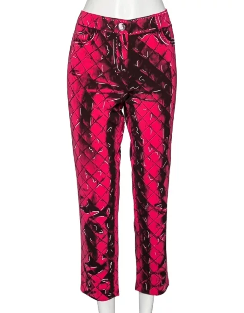 Moschino Couture Pink Printed Crepe Side Zip Detailed Trouser