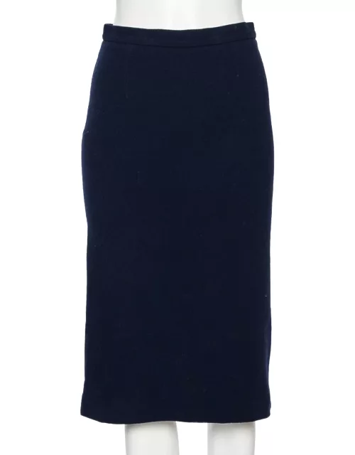 Roland Mouret Navy Blue Wool Crepe Pencil Skirt