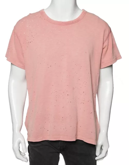 Amiri Pink Cotton Washed Shotgun Crew Neck Short Sleeve T-Shirt