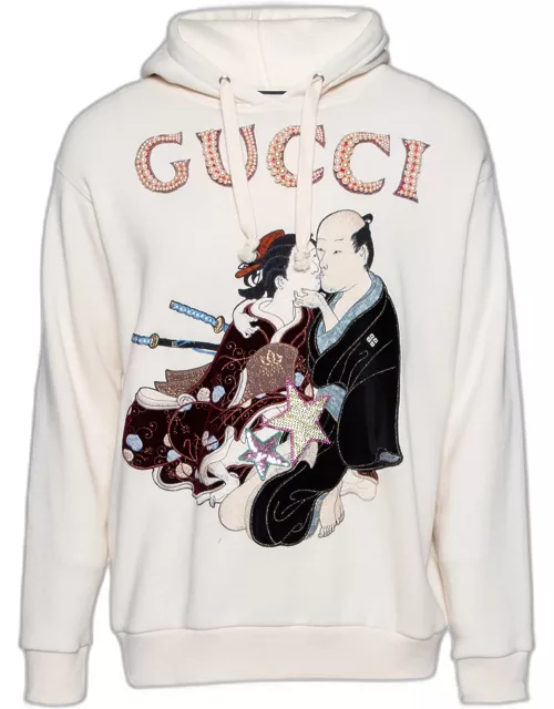 Gucci Cream Terry Knit Pearl Logo Hoodie