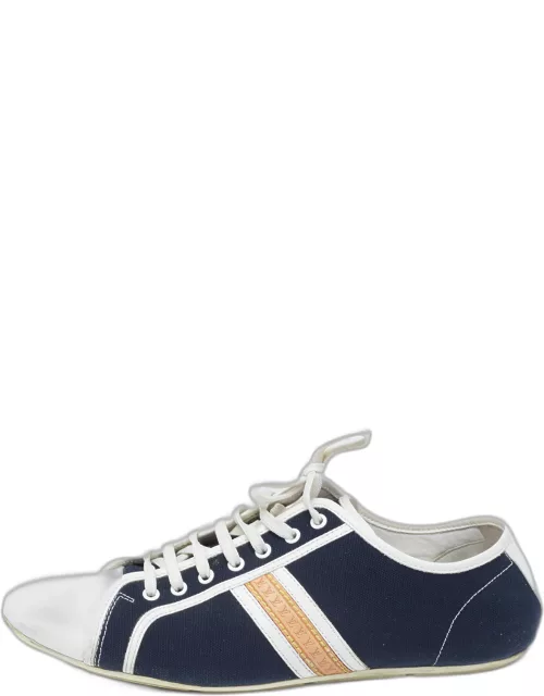 Louis Vuitton Navy Blue/White Canvas and Leather Low Top Sneaker