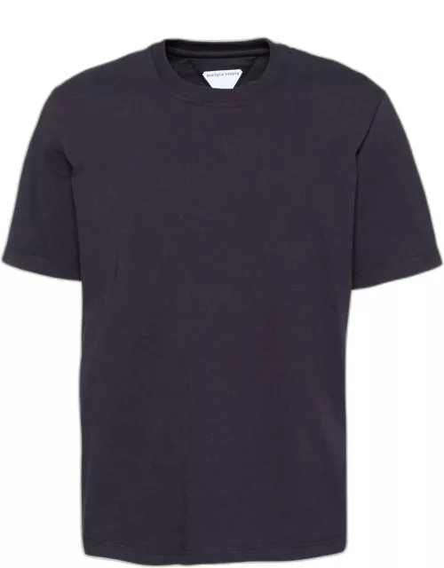 Bottega Veneta Black Jersey Logo Embroidered Crewneck T-Shirt