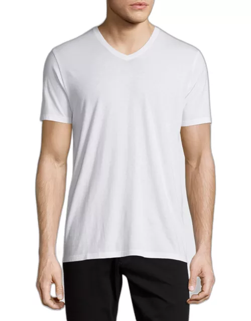 Short-Sleeve V-Neck Jersey T-Shirt, Gray