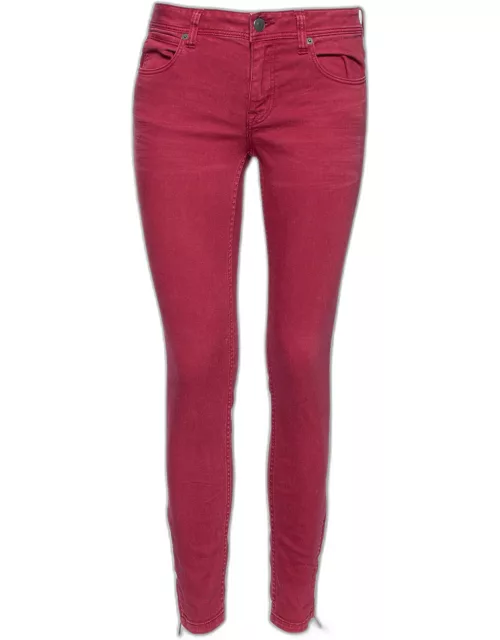 Burberry Brit Burgundy Cotton Skinny Mid Rise Jeans