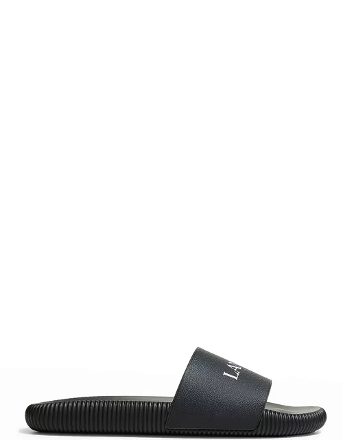 Men's Logo Leather Slide Sandal