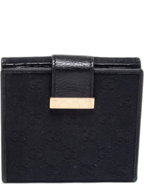 Gucci Black GG Canvas and Leather French Wallet