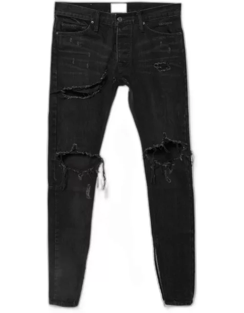 Fear of God Fourth Collection Black Distressed Zipped Hem Jeans