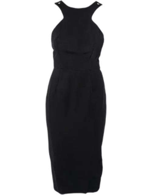 Victoria Beckham Black Crepe Contrast Strap Detail Sleeveless Dress