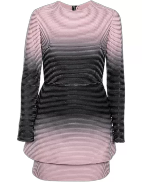 Elie Saab Lilac & Grey Ombre Ribbed Layered Dress