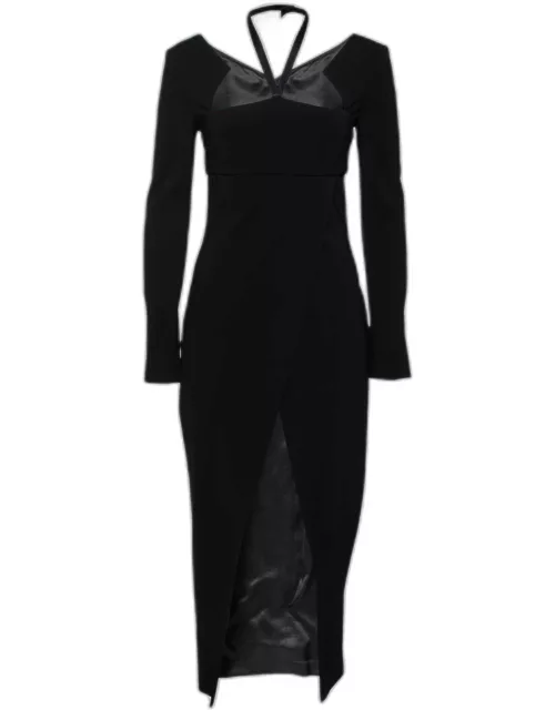 Chanel Black Stretch Knit Cut-Out Back Detail Midi Dress