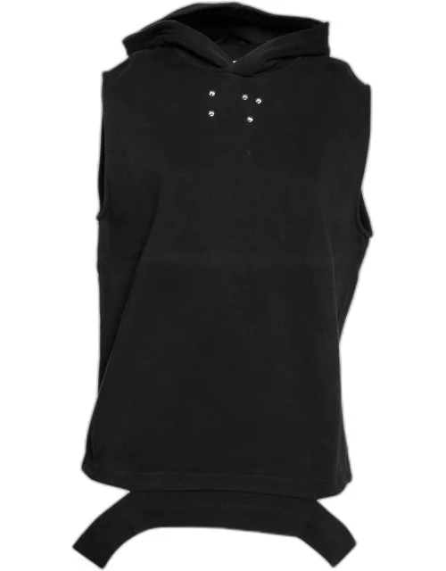 Givenchy Black Cotton Cut-Out Band Detail Sleeveless Hoodie