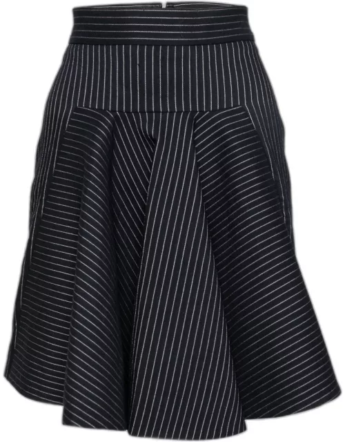 Stella McCartney Black Cotton Striped Flared Mini Skirt