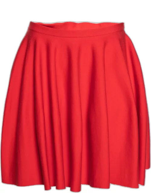Giambattista Valli Red Cotton Knit Flared Mini Skirt