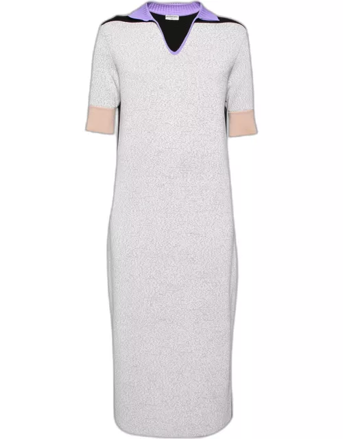 Balenciaga Colorblock Pattern Knit Shift Midi Dress