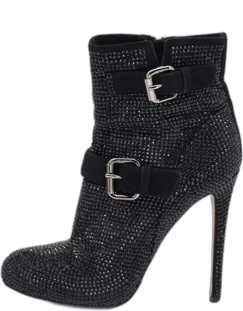 Le Silla Black Suede Embellished Ankle Boot