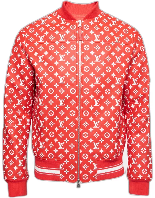 Louis Vuitton X Supreme Red Monogrammed Leather Bomber Jacket