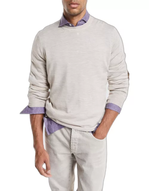 Men's Fine-Gauge Knit Elbow-Patch Sweater