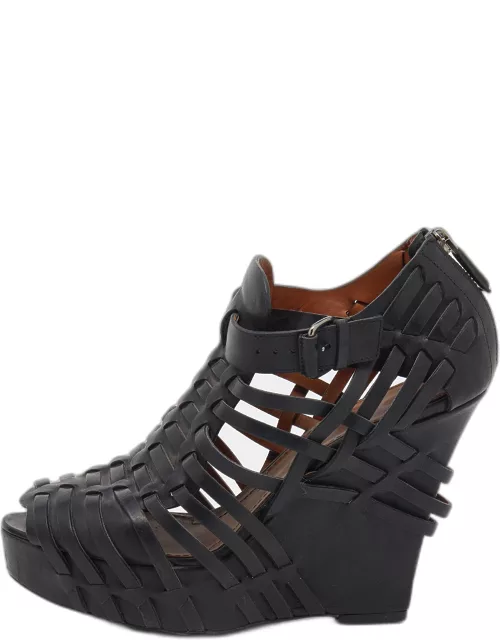 Givenchy Black Leather Cage Wedge Bootie