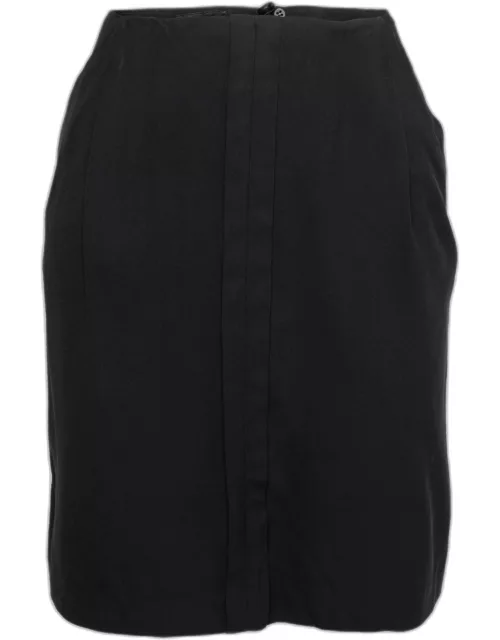 Emporio Armani Black Crepe Pleat Detail Short Skirt