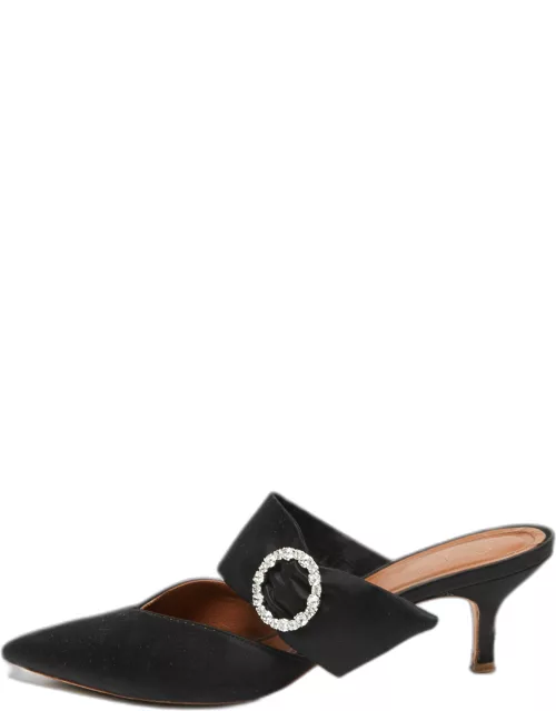 Malone Souliers Black Satin Crystal Embellished Maite Sandal