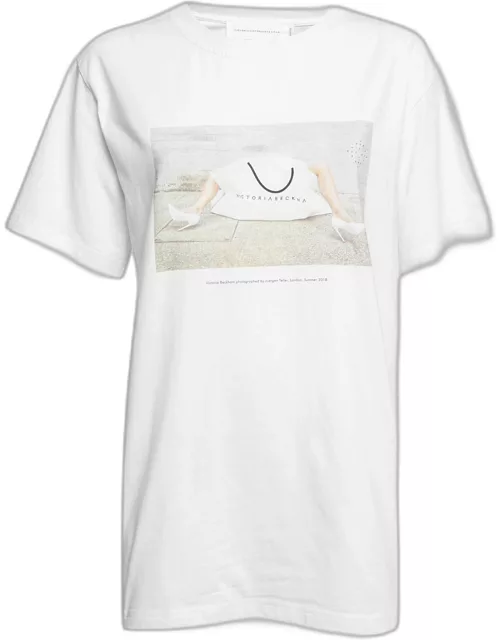 Victoria Victoria Beckham White Printed Cotton Short Sleeve T-Shirt