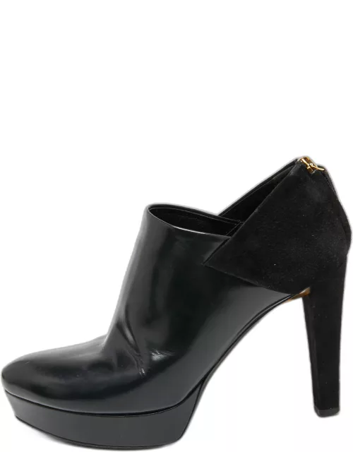 Gucci Black Suede And Patent Leather Bootie