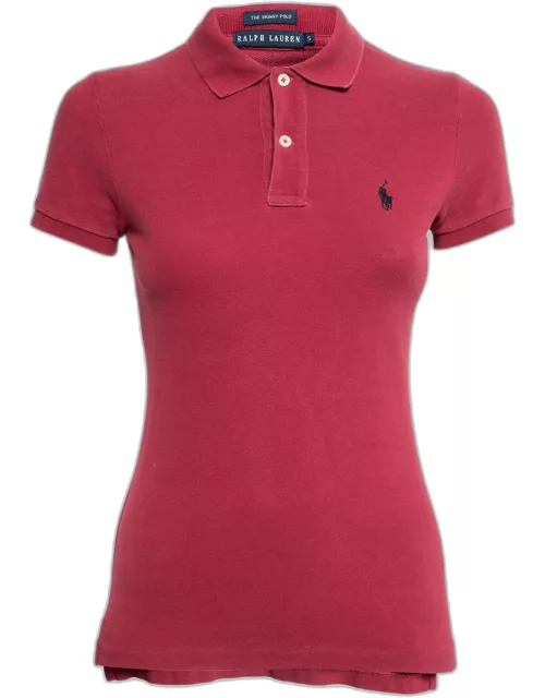 Ralph Lauren Red Cotton Pique Skinny Polo T-Shirt