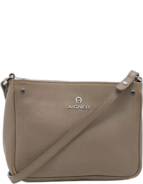 Aigner Taupe Leather Crossbody Bag
