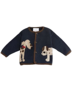 Woof Woof Cotton Button-Front Sweater, Blue