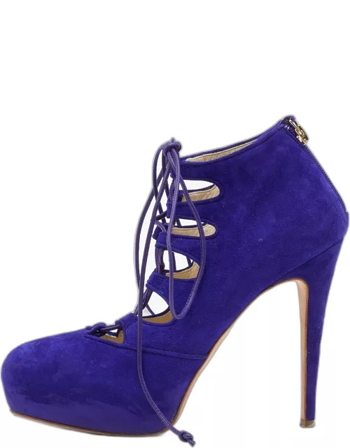 Brian Atwood Purple Suede Lace up Bootie