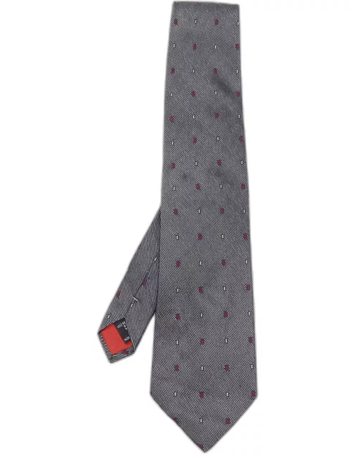 S.T. Dupont Charcoal Grey Jacquard Silk Tie