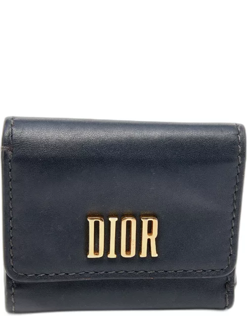 Dior Grey Leather D-Fence Compact Wallet
