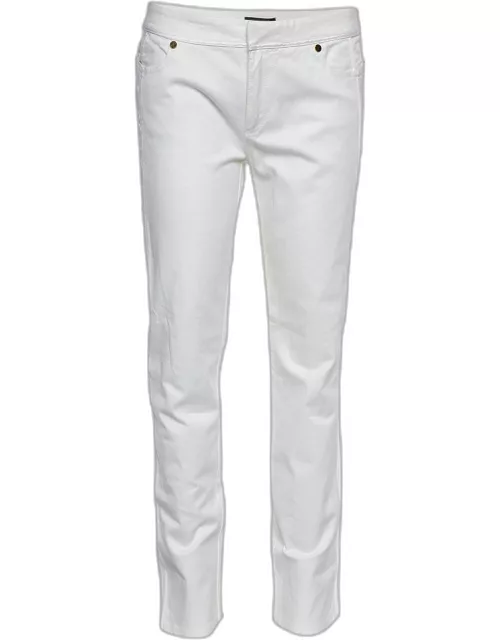 Roberto Cavalli White Denim Straight Fit Jeans Waist 30"
