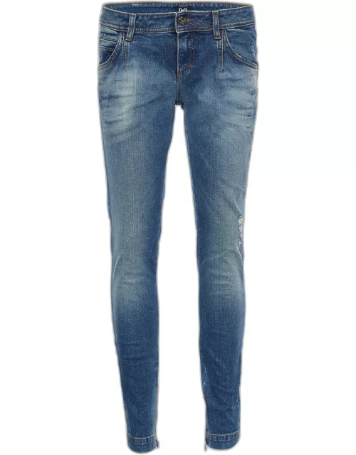 D & G Indigo Distressed Denim Pretty Skinny Jeans