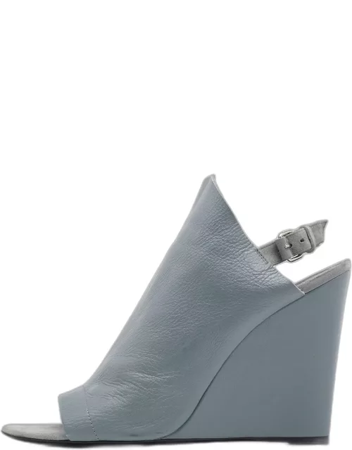 Balenciaga Grey Leather Glove Wedges Slingback Sandal