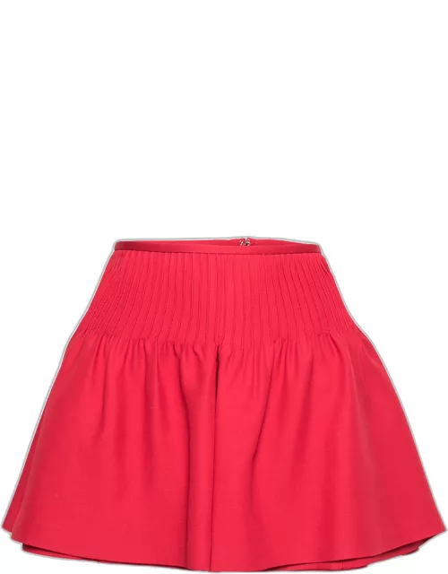 Valentino Red Wool & Silk Pintucked Shorts