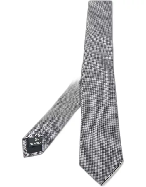 Z Zegna Grey Patterned Skinny Silk Tie