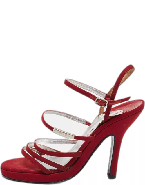 Dolce & Gabbana Red Fabric Strappy Sandal