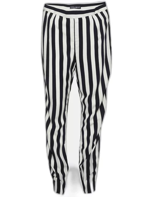 Dolce & Gabbana Monochrome Striped Crepe Tapered Trousers