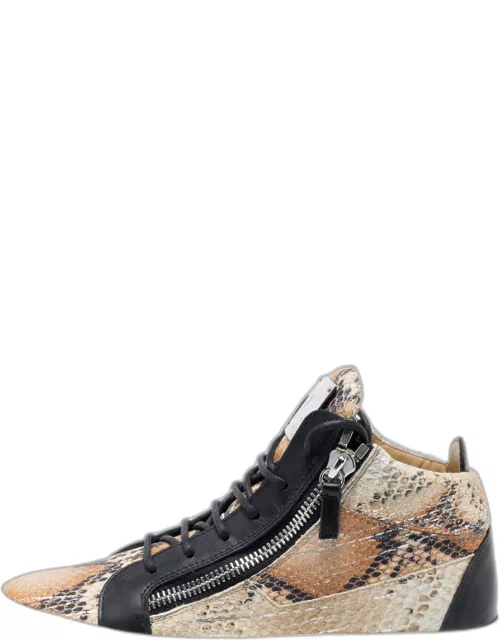 Giuseppe Zanotti Multicolor Snake Embossed Leather May London Double Zip High Top Sneaker