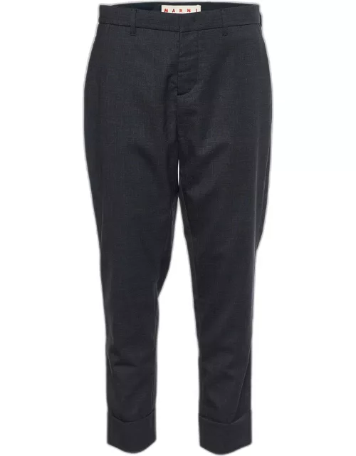 Marni Charcoal Grey Wool Cuffed Trousers