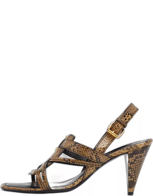 Louis Vuitton Brown Waxed Python Slingback Sandal